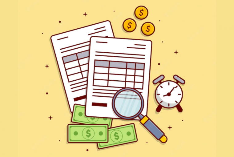 Ilustração de desenho animado de papel-moeda de pagamento de alarme de imposto , simbolizando as dicas para aumentar a restituição do imposto de renda