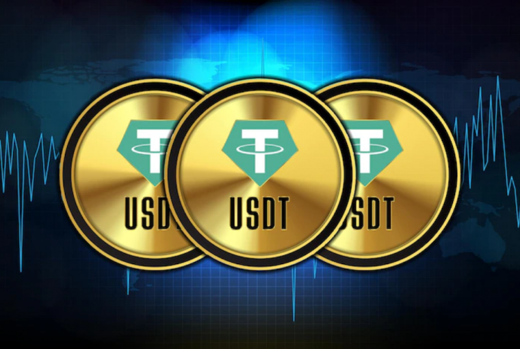 Fundo de tecnologia futurista abstrato de tether (usdt), simbolizando o que é uma stablecoin