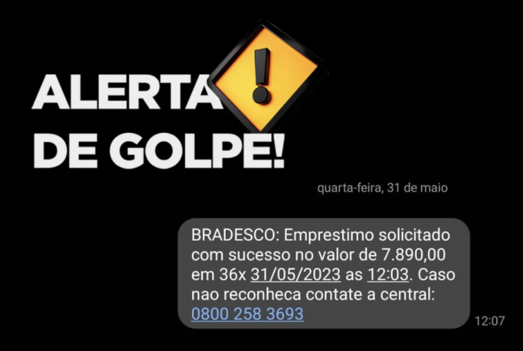 golpe do SMS do empréstimo Bradesco e Banco do Brasil